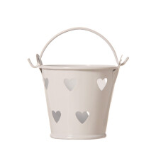 (White) Metal Iron Bucket Flower Pot Heart-Shape Hollow Out Balcony Garden Planter Holder