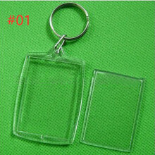 (#01) 5PCS Transparent Clear Acrylic Blank DIY Photo Picture Frame Key Chains Keyring