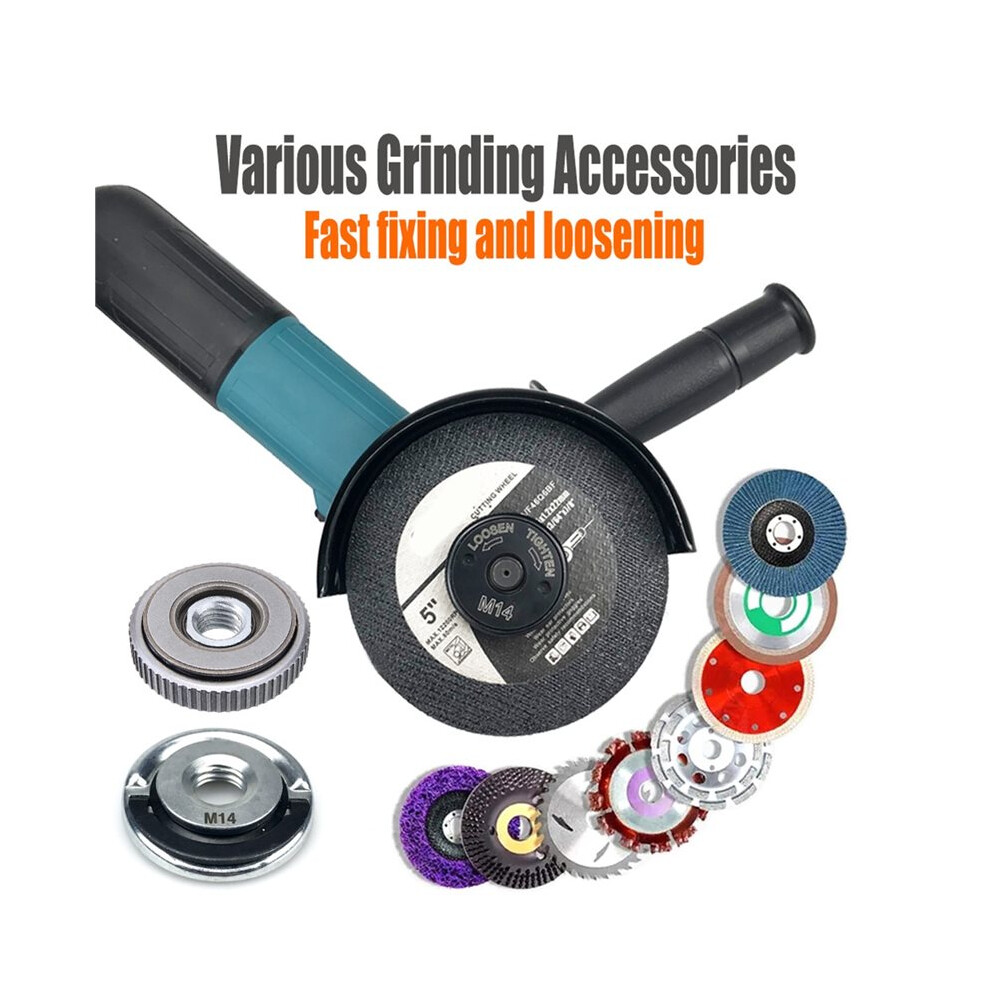 Angle Grinder M14/10Thread Inner Outer Flange Nut Set Quick Release Locking Nut For M10 4713946090436