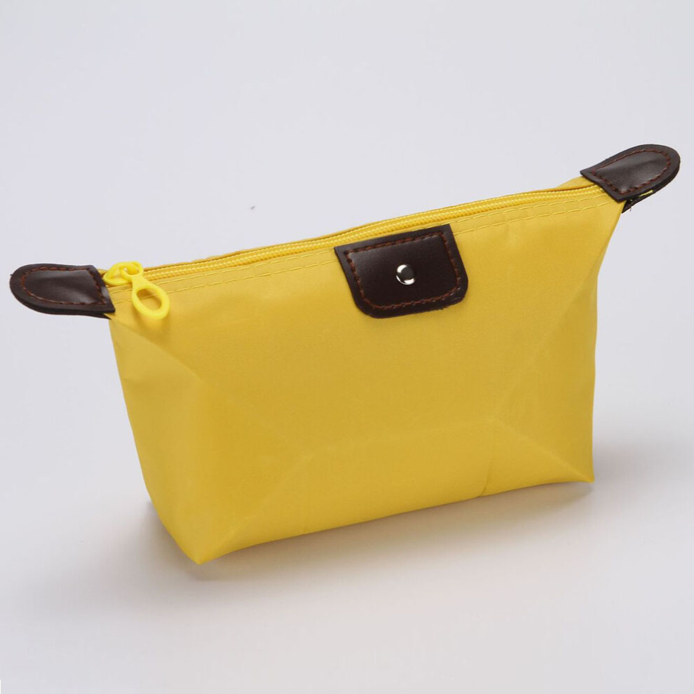 Yellow (Yellow) Waterproof Cosmetic Makeup Purse Foldable Wash Bag Organizer Pouch Pencil Case Dumpling Shape Handbag