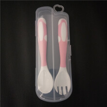 (Pink) Baby Utensils Spoons Fork Toddler Feeding Training Tableware Easy Grip Bendable