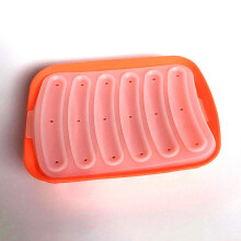 (Orange) Silicone DIY Ham Hot Dog Making Mould Sausage Mold Baking Tools Kitchen Props With 6 Grid