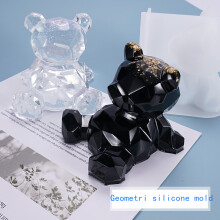 DIY Resin Epoxy Mold Three-dimensional Geometric Bear Mobile Phone Stand Decoration Cartoon Silicone Mould