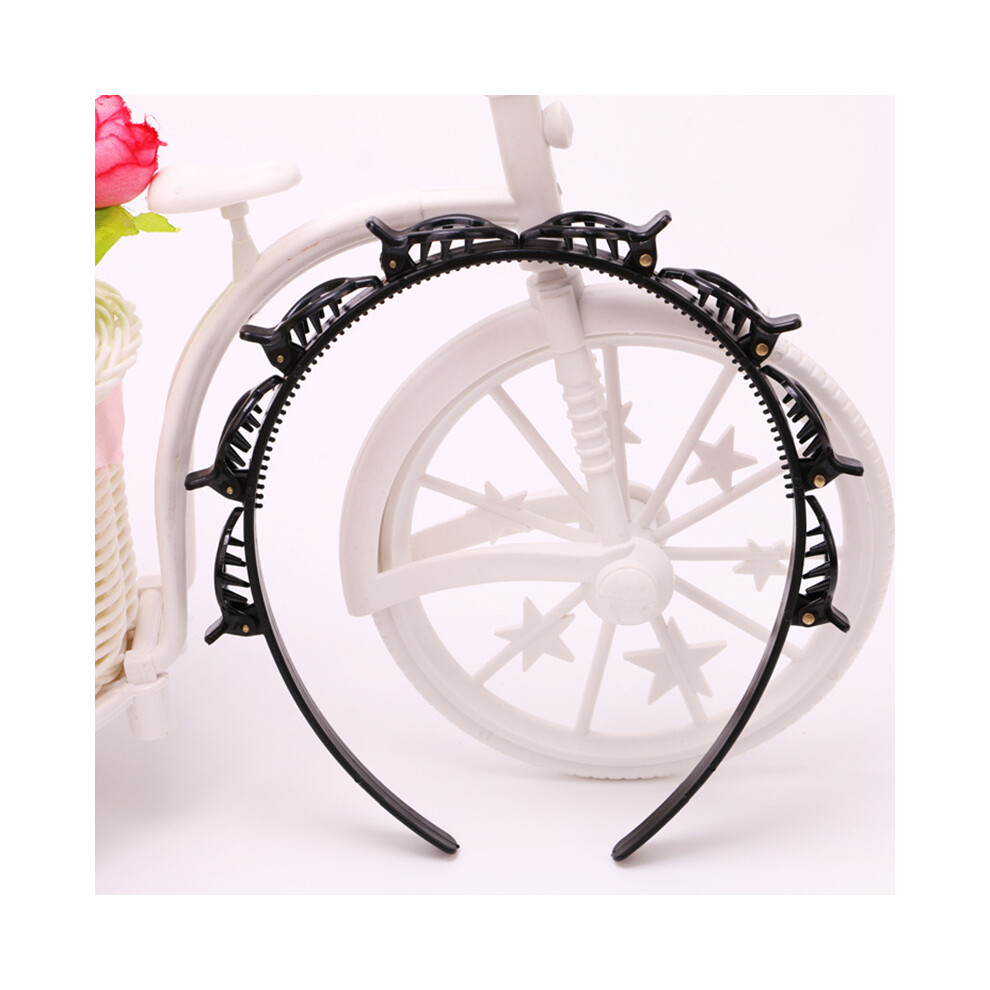 Black (Black) Double Bangs Hairstyle Hairpin Clip Hair Accessories Multi-Layer Hollow Woven Headband