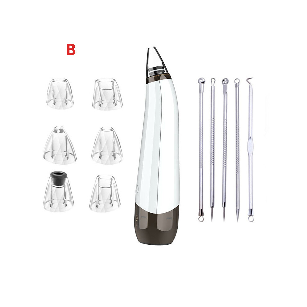 (B) Portable 6 In 1 Electric Blackhead Acne Remover Facial Nose Pore Cleansing Tool