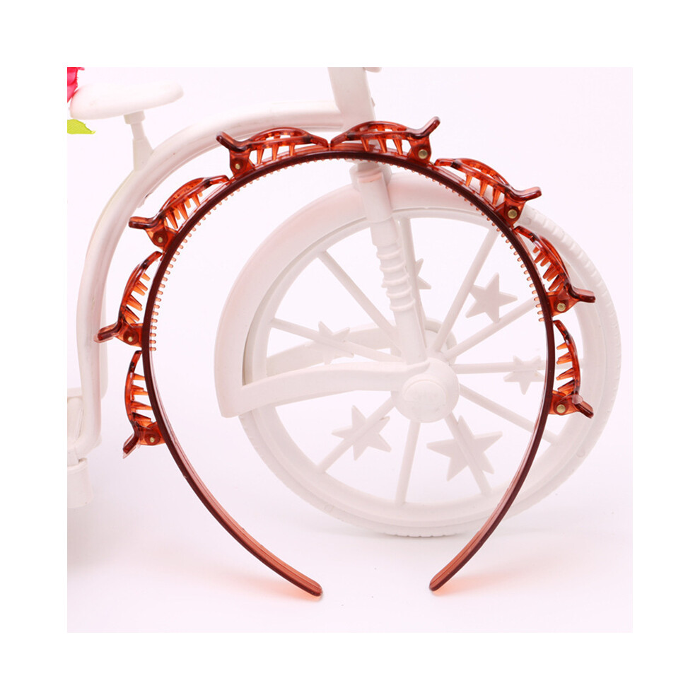(coffee) Double Bangs Hairstyle Hairpin Clip Hair Accessories Multi-Layer Hollow Woven Headband