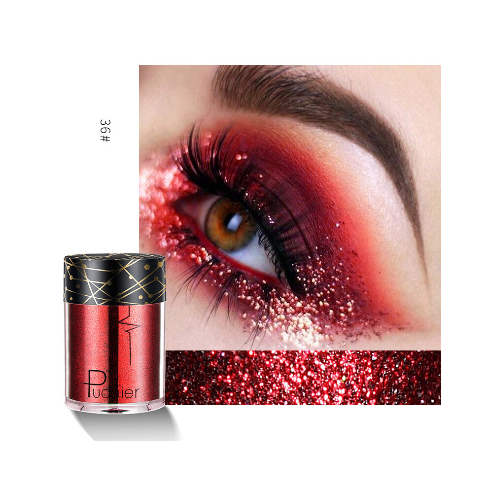 (#36) Pudaier Eyeshadow Glitter High Gloss Face Body Makeup Pigment Highlighter Shimmer Powder 36 Colors Women Cosmetics