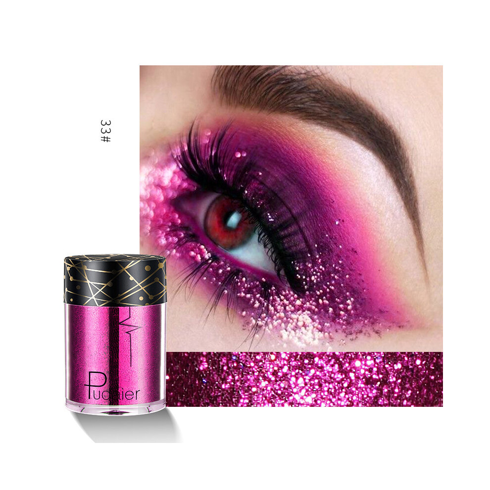 (#33) Pudaier Eyeshadow Glitter High Gloss Face Body Makeup Pigment Highlighter Shimmer Powder 36 Colors Women Cosmetics