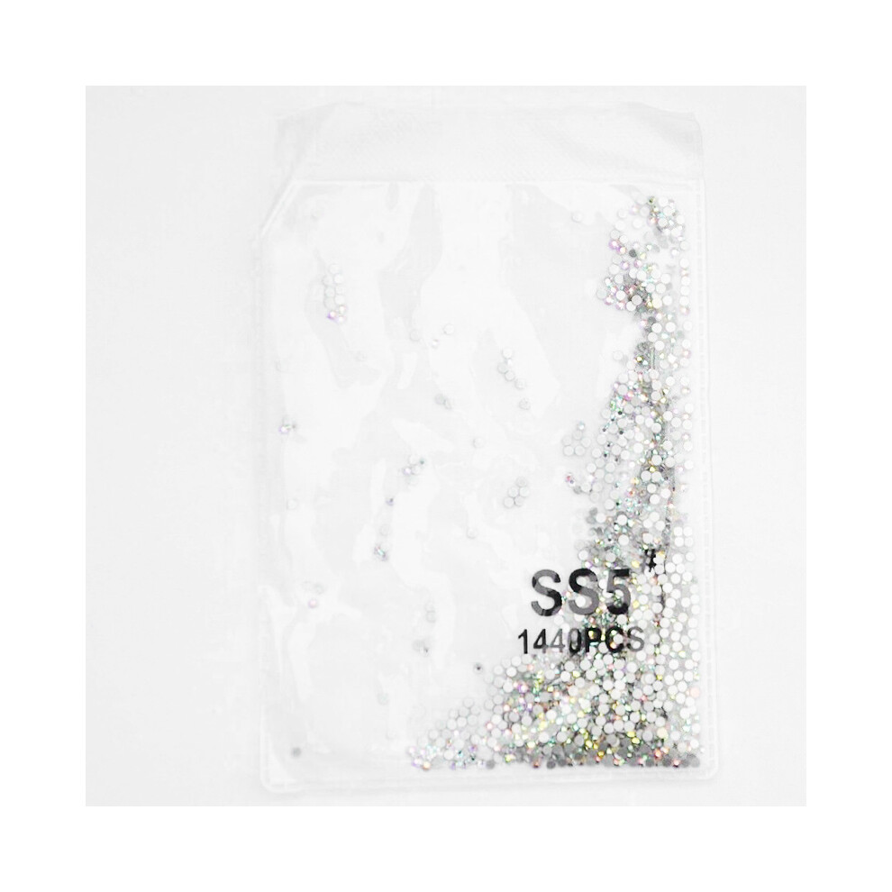 (SS5(1.7mm)1440pcs) 1440PCS Crystal Nail Art Flatback Rhinestones Glitter 3D Tips Decorations