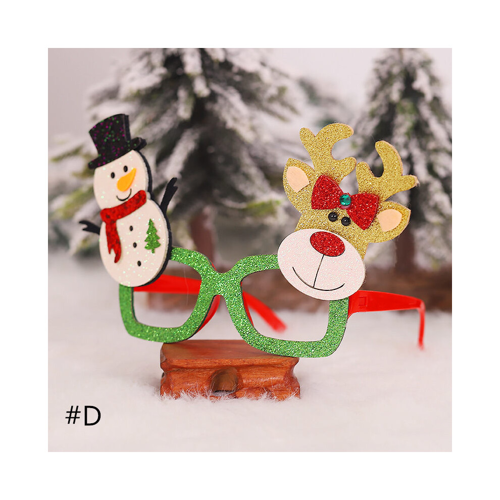 (#D) Christmas Glasses Frame Santa Claus Snowman Elk Costume Eyeglasses for Xmas Holiday Favors