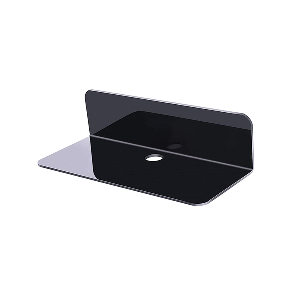 (Black) Damage-Free Acrylic Floating Wall Shelf Stick-On For Speaker Action Figures Black 320997776147