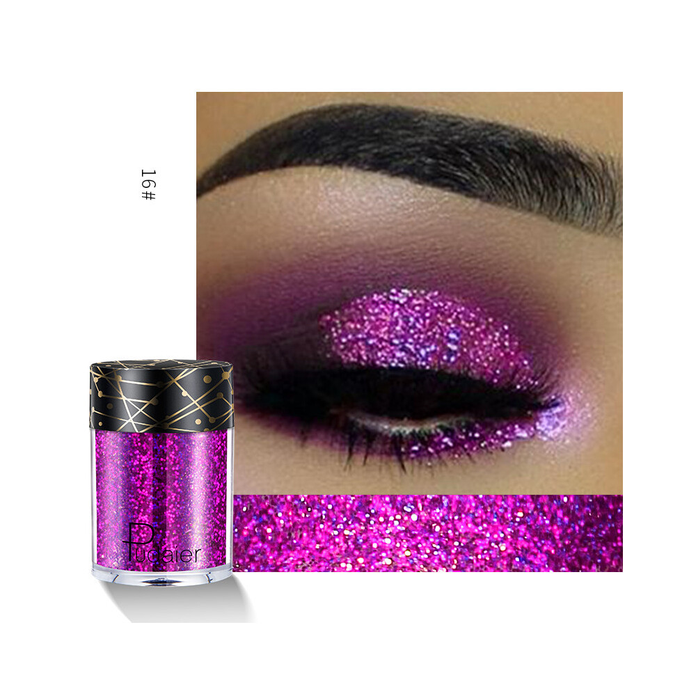(#16) Pudaier Eyeshadow Glitter High Gloss Face Body Makeup Pigment Highlighter Shimmer Powder 36 Colors Women Cosmetics