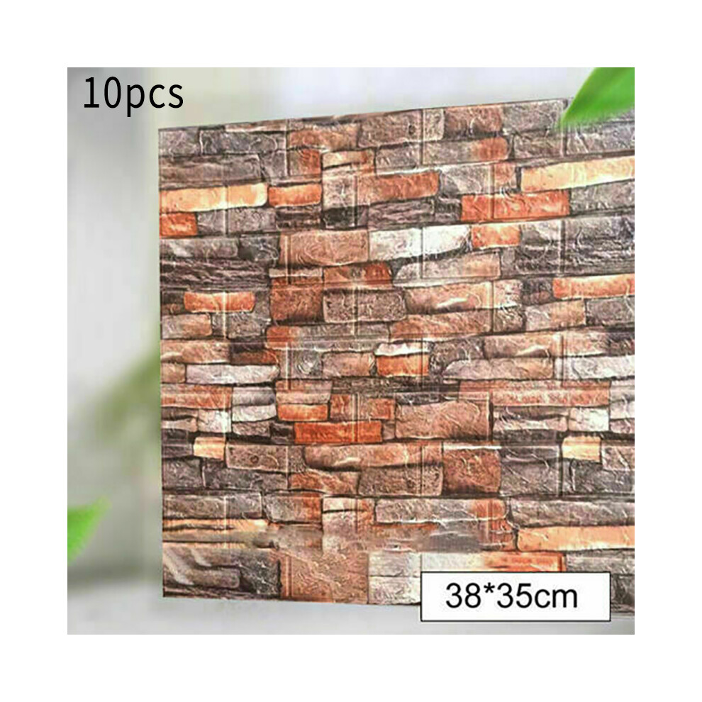 (10Pcs Brick) 10Pcs/20Pcs 3D Tile Brick Wall Sticker Foam Panel Wallpaper Self-Adhesive Waterproof Red