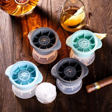 (Gray) Sphere Round Ice Ball Maker Easy Release Silicone Ice Cube Mold for Cocktail Whiskey