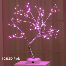 (108LED Pink) Tabletop DIY Artificial Bonsai Tree Light LED Fairy Lamp Touch Switch Desk Table Decor