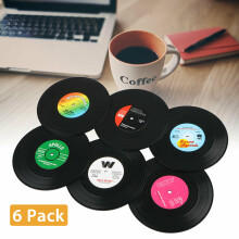 6PCS Retro Vinyl Record CD Coaster Table Coffee Drink Cup Mat Placemat Decor