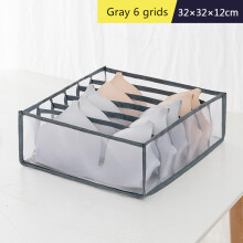 (Gray 6 Grids) Foldable Closet Drawer Socks Bra Underwear Organizer Home Separated Storage Box