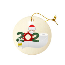 (#01) Personalized Wooden Christmas Santa Claus Mask Hanging Ornaments Xmas Tree Decorations