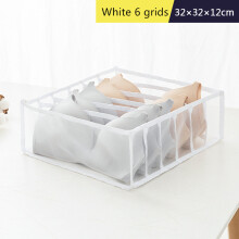 (White 6 Grids) Foldable Closet Drawer Socks Bra Underwear Organizer Home Separated Storage Box