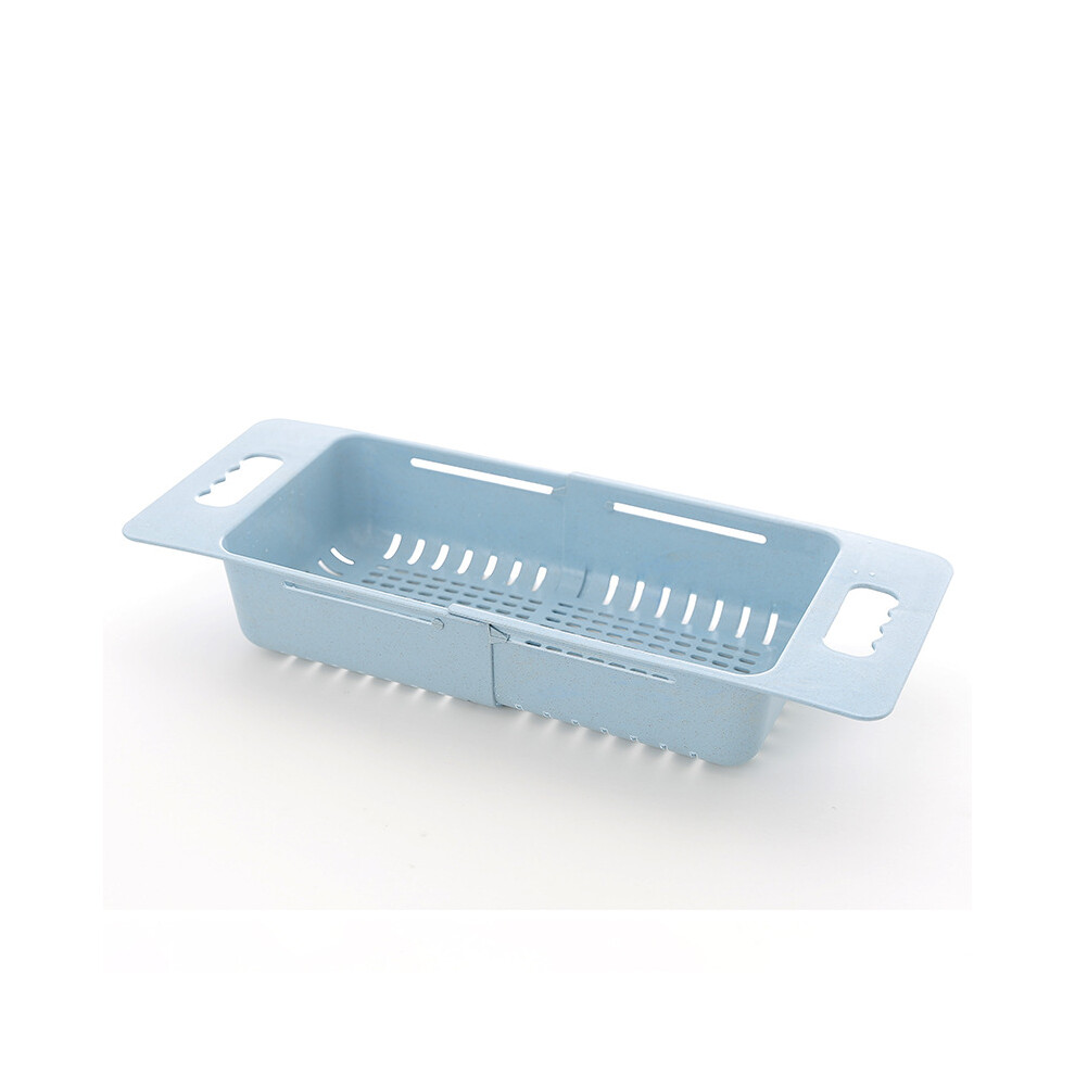 (Blue) Telescopic Sink Drying Rack Expandable Vegetable Fruit Storage Drain Basket Kitchen 320997787143