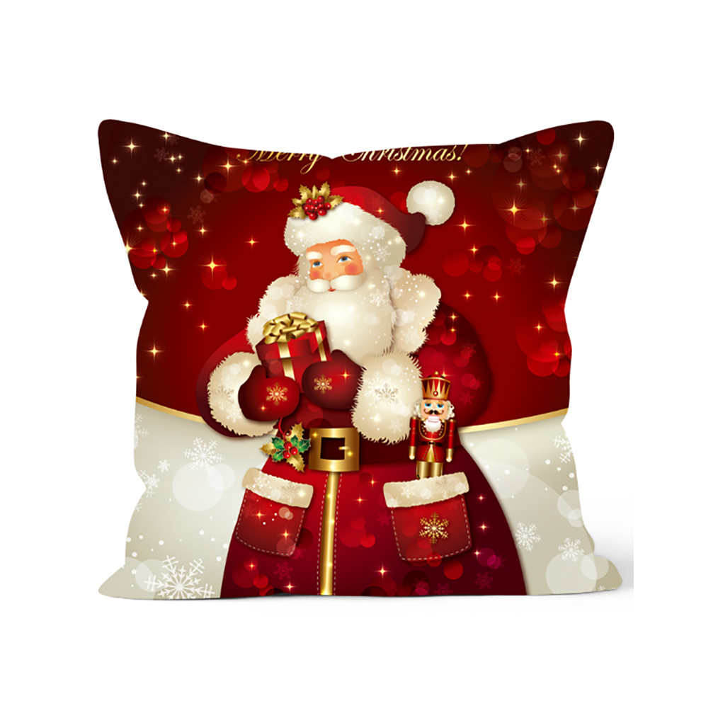 (G) Christmas Santa Claus Printed Decorative Linen Throw Pillow Covers For Sofa Car 110691771612