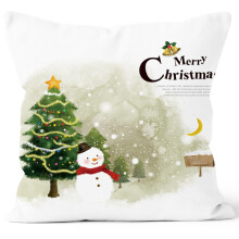 (C) Christmas Pillow Case Santa Cotton Linen Sofa Car Cushion Cover Home Decoration