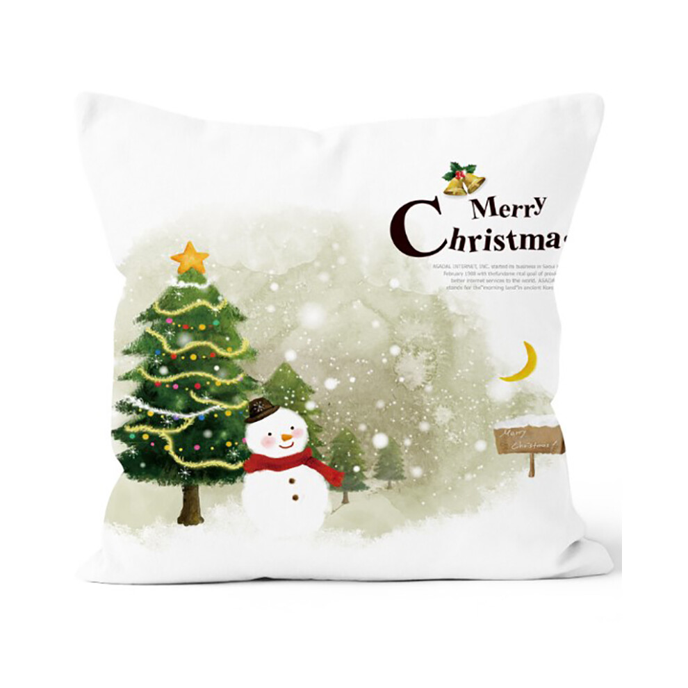 (C) Christmas Santa Claus Printed Decorative Linen Throw Pillow Covers For Sofa Car 110691771575
