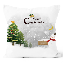 (A) Christmas Pillow Case Santa Cotton Linen Sofa Car Cushion Cover Home Decoration