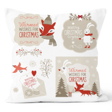 (D) Christmas Santa Claus Printed Decorative Linen Throw Pillow Covers for Sofa Car
