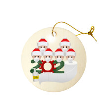 (#06) Personalized Wooden Christmas Santa Claus Mask Hanging Ornaments Xmas Tree Decorations