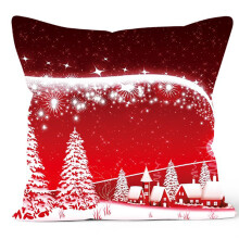 (F) Christmas Pillow Case Santa Cotton Linen Sofa Car Cushion Cover Home Decoration