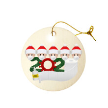 (#05) Personalized Wooden Christmas Santa Claus Mask Hanging Ornaments Xmas Tree Decorations