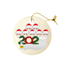 (#07) Personalized Wooden Christmas Santa Claus Mask Hanging Ornaments Xmas Tree Decorations