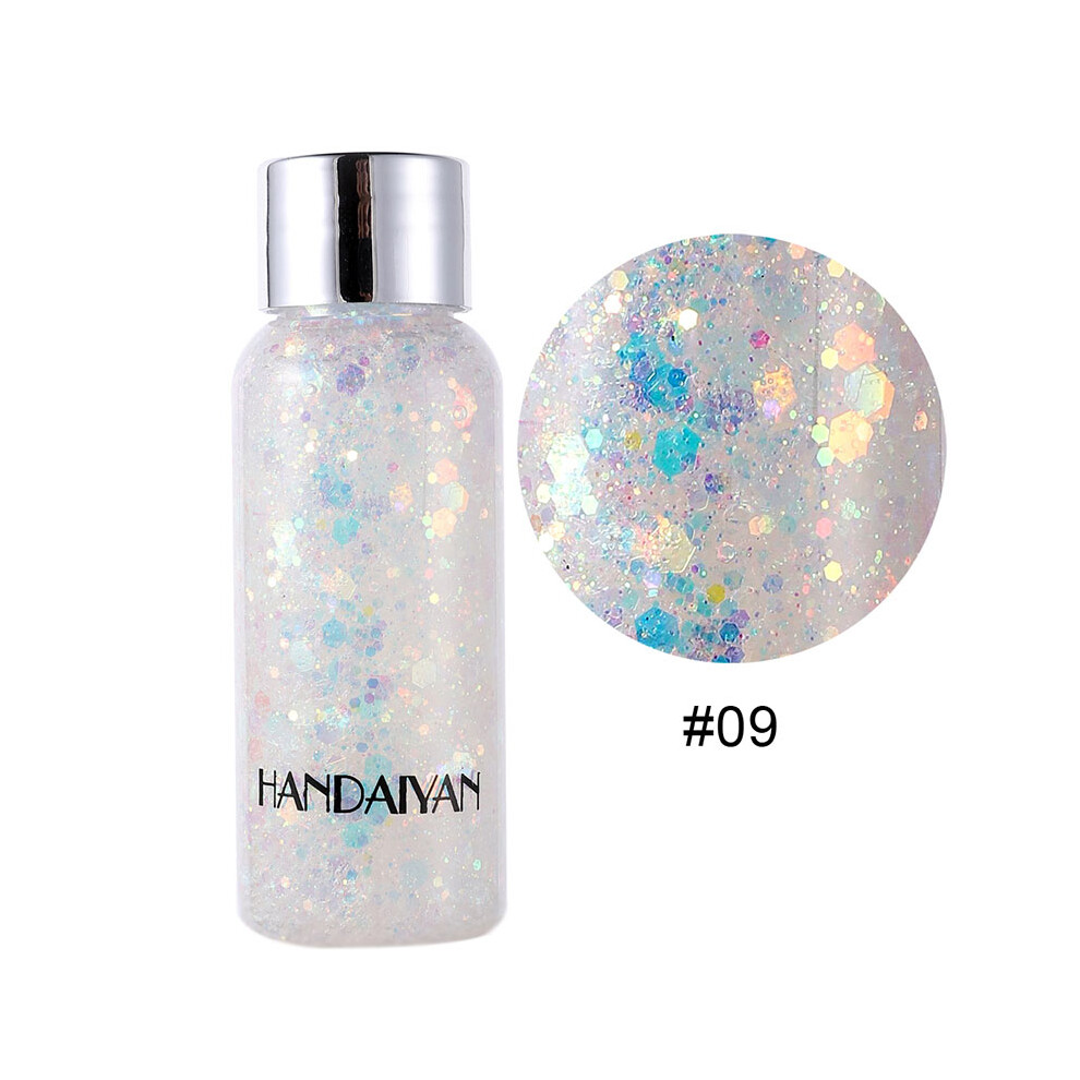 (#09) Iridescent Glitter Body Gel for Festivals & Parties | Chunky Sequins Nail Art Flakes