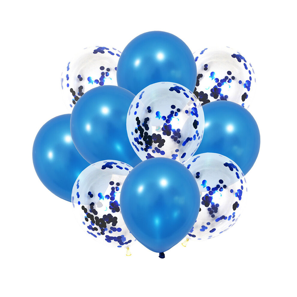 (Blue) 10PCS Confetti Balloons Latex Wedding Birthday Baby Shower Hen Party Decorations