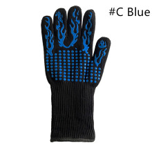 (#C Blue) 1 Pair BBQ Grilling Cooking Bakeware Oven Silicone Gloves Anti-scalding Insulation