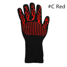 (#C Red) 1 Pair BBQ Grilling Cooking Bakeware Oven Silicone Gloves Anti-scalding Insulation