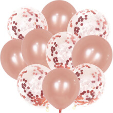 (Rose Gold) 10PCS Latex Metallic Confetti Balloons Set For Wedding Birthday Party Decor