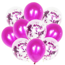 (Rose Red) 10PCS Latex Metallic Confetti Balloons Set For Wedding Birthday Party Decor