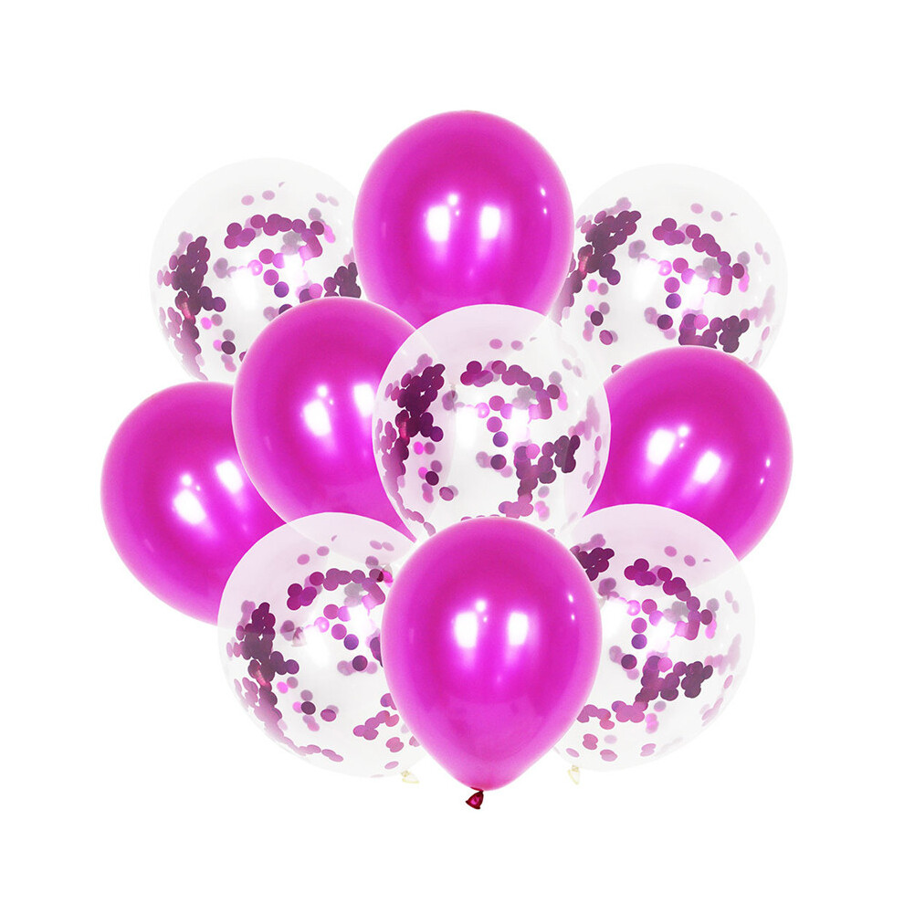 (Rose Red) 10PCS Confetti Balloons Latex Wedding Birthday Baby Shower Hen Party Decorations