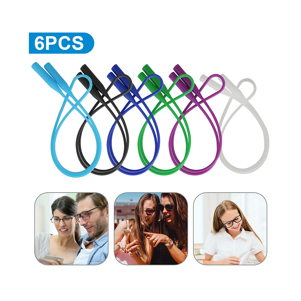 6PCS Glasses Silicone Straps Lanyard Neck Cord Sunglasses Eyeglasses String Rope