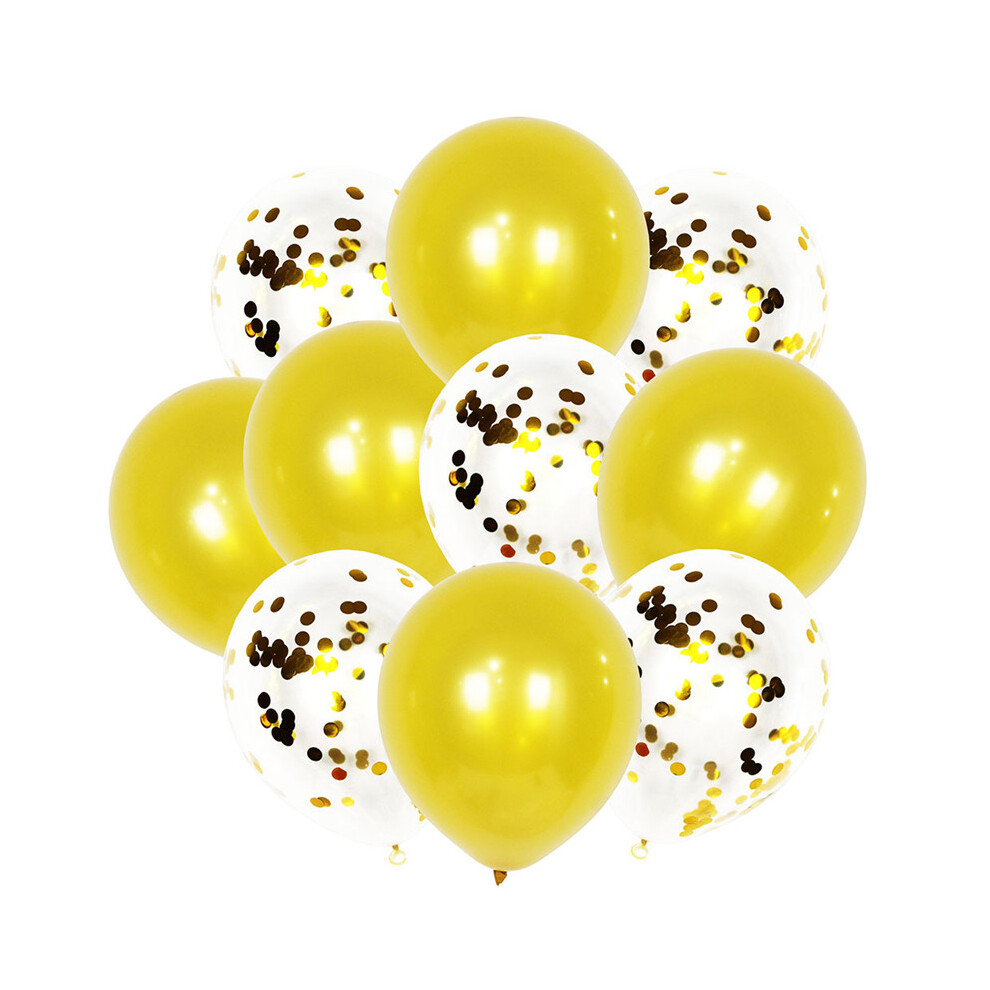 (Gold) 10PCS Confetti Balloons Latex Wedding Birthday Baby Shower Hen Party Decorations