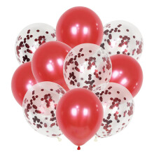 (Red) 10PCS Latex Metallic Confetti Balloons Set For Wedding Birthday Party Decor