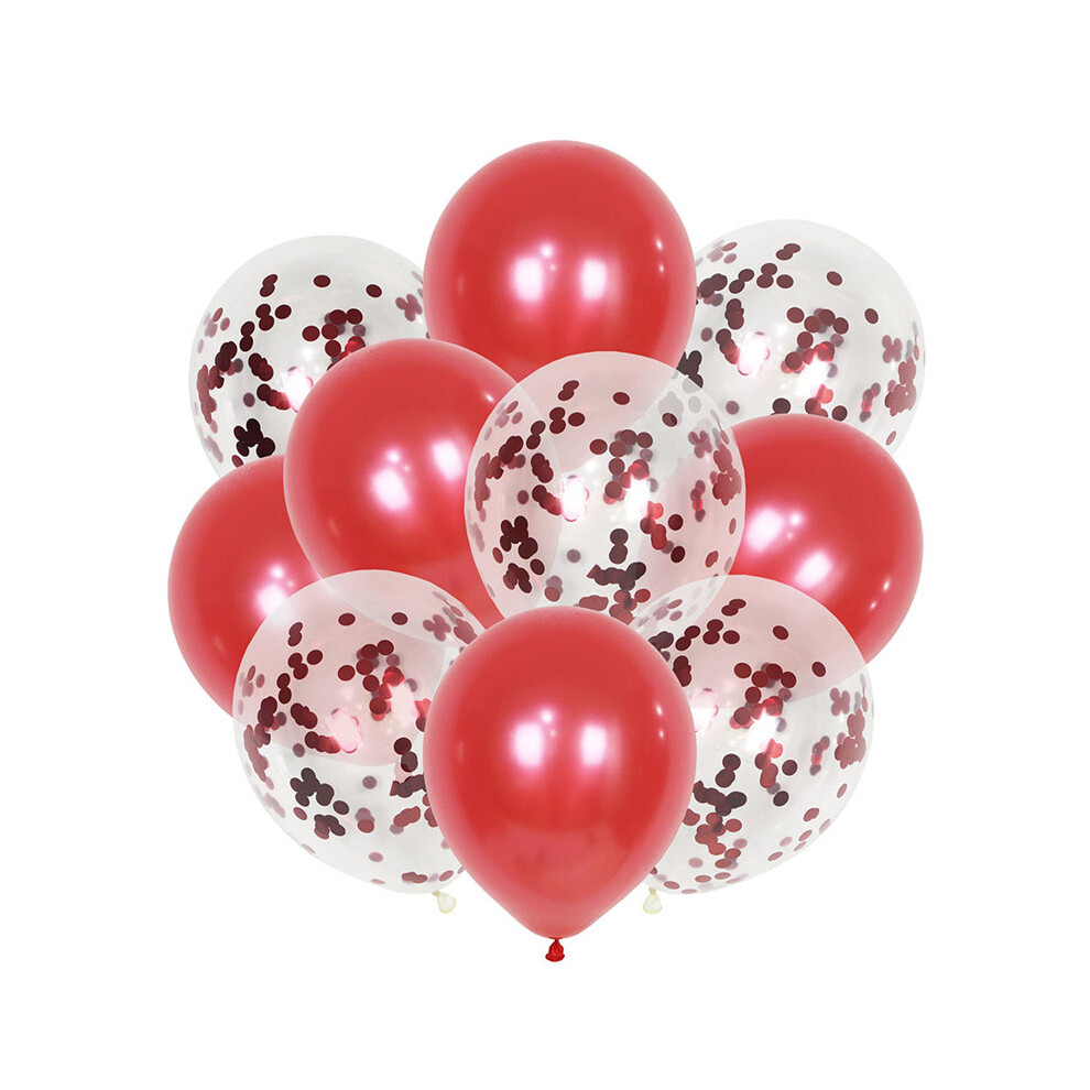 (Red) 10PCS Confetti Balloons Latex Wedding Birthday Baby Shower Hen Party Decorations