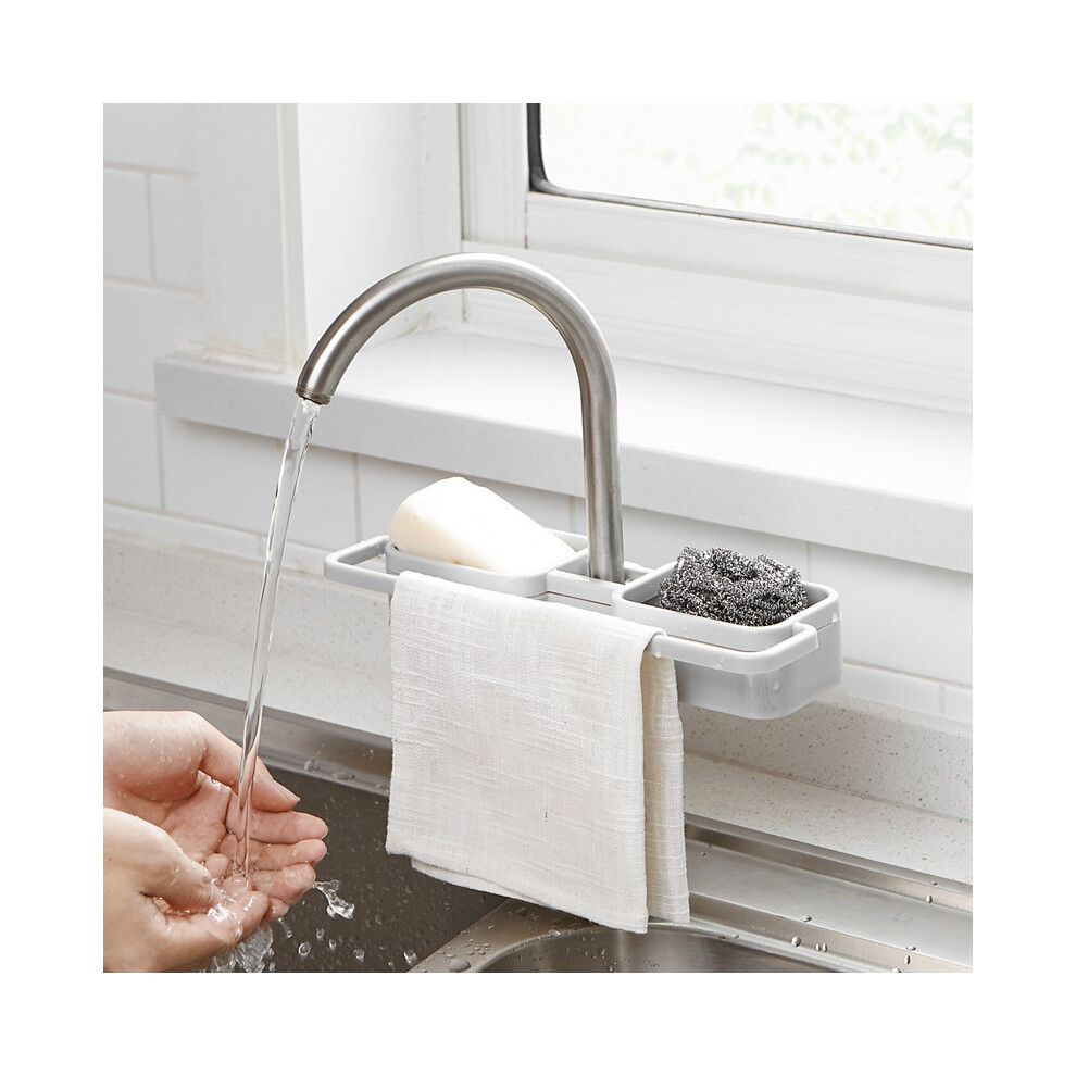 Kitchen Sink Faucet Sponge Soap Cloth Drain Rack Holder Shelf Storage Organizer 320997790686
