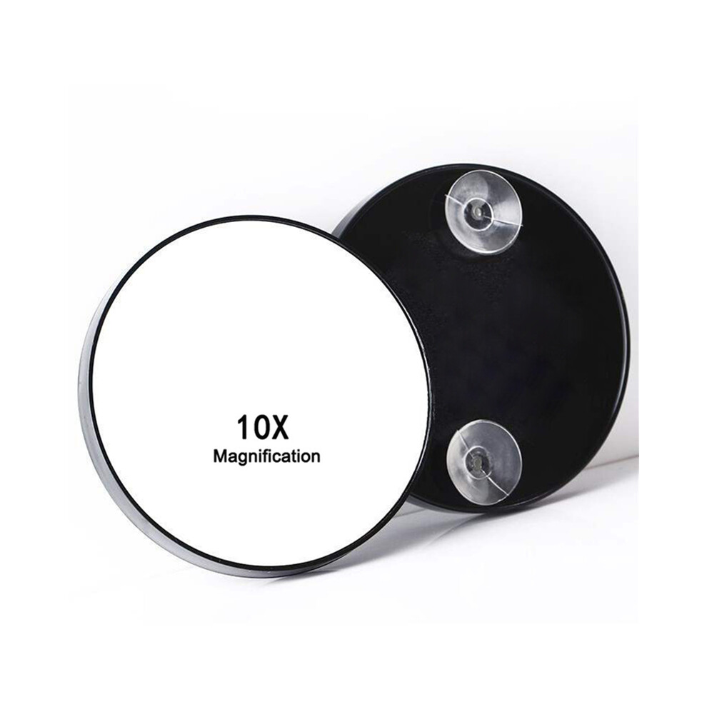 Black (Black) 10X Magnifying Round Makeup Mirror W/ Suction Cups Cosmetics Tools Magnification