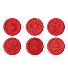 (Red) Christmas Cookie Stamps Set Silicone Cake Biscuit Cutter Press Mold DIY Kitchen Baking Tools