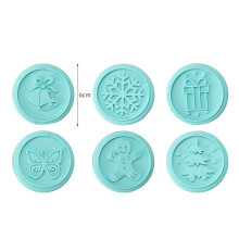 (Mint Green) Christmas Cookie Stamps Set Silicone Cake Biscuit Cutter Press Mold DIY Kitchen Baking Tools