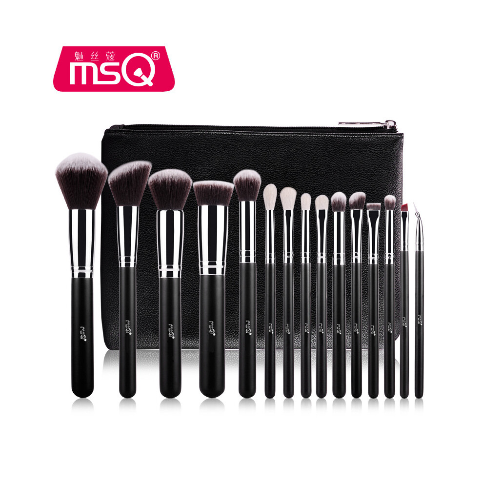 (Brushes with bag) MSQ 15PCS Makeup Brushes Set Eyeshadow Foundation Powder Applicator Cosmetic Tool