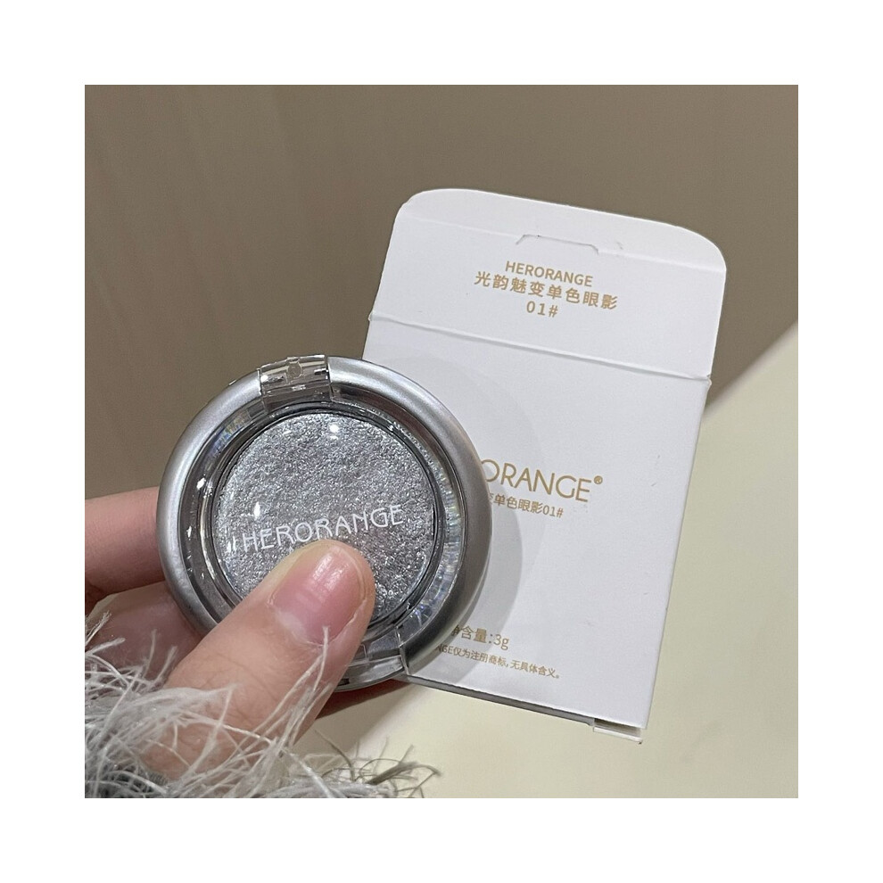 Silver (01# Glitter) Radiant Glow Single Eyeshadow Palette Fine Texture Long Lasting Shimmer Sparkle